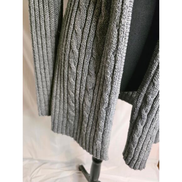 Milano Sweater Cardigan Faux Fur Collar Women's Size M Gray Wool Blend - Picture 3 of 8